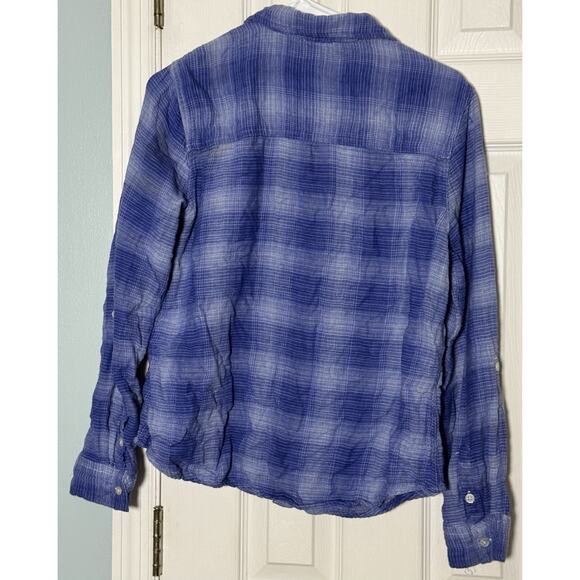Coupe Collection Blue And White Button Up Long Sleeve Plaid Shirt, Soft, XL - Picture 5 of 7